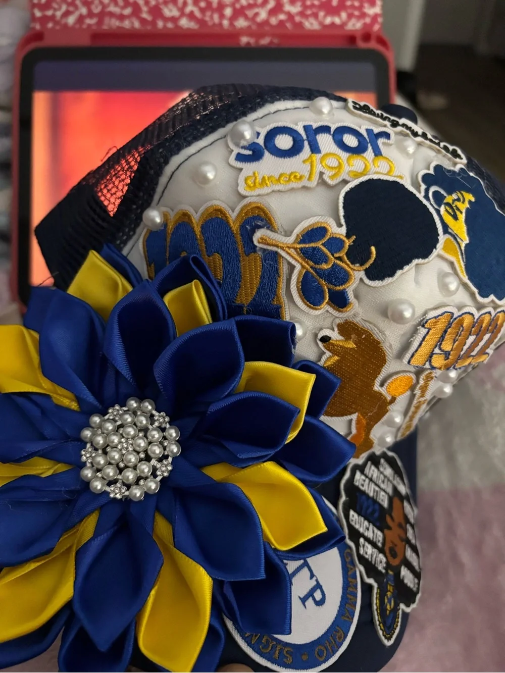 Custom Navy and Gold Sorority Cap - Creative AF